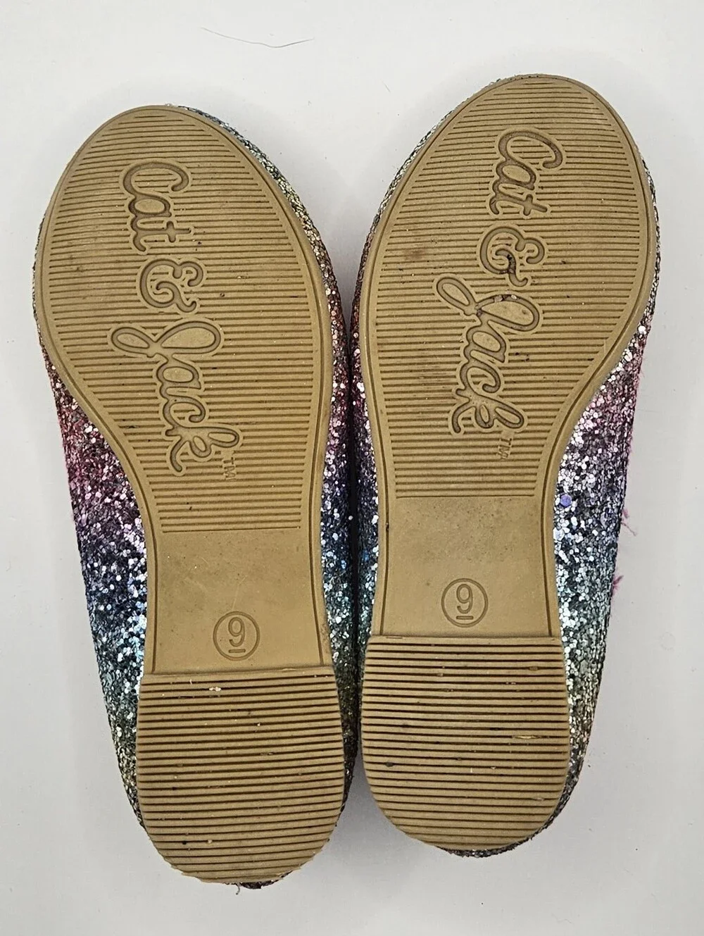 Cat & Jack Glitter & Dusty Rose Ballet Flats - 2 Pair Bundle. Size 9